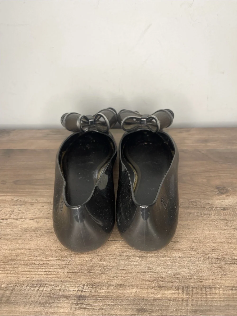 Women's Melissa Black Bow-Accent Jelly slide on flats size 39